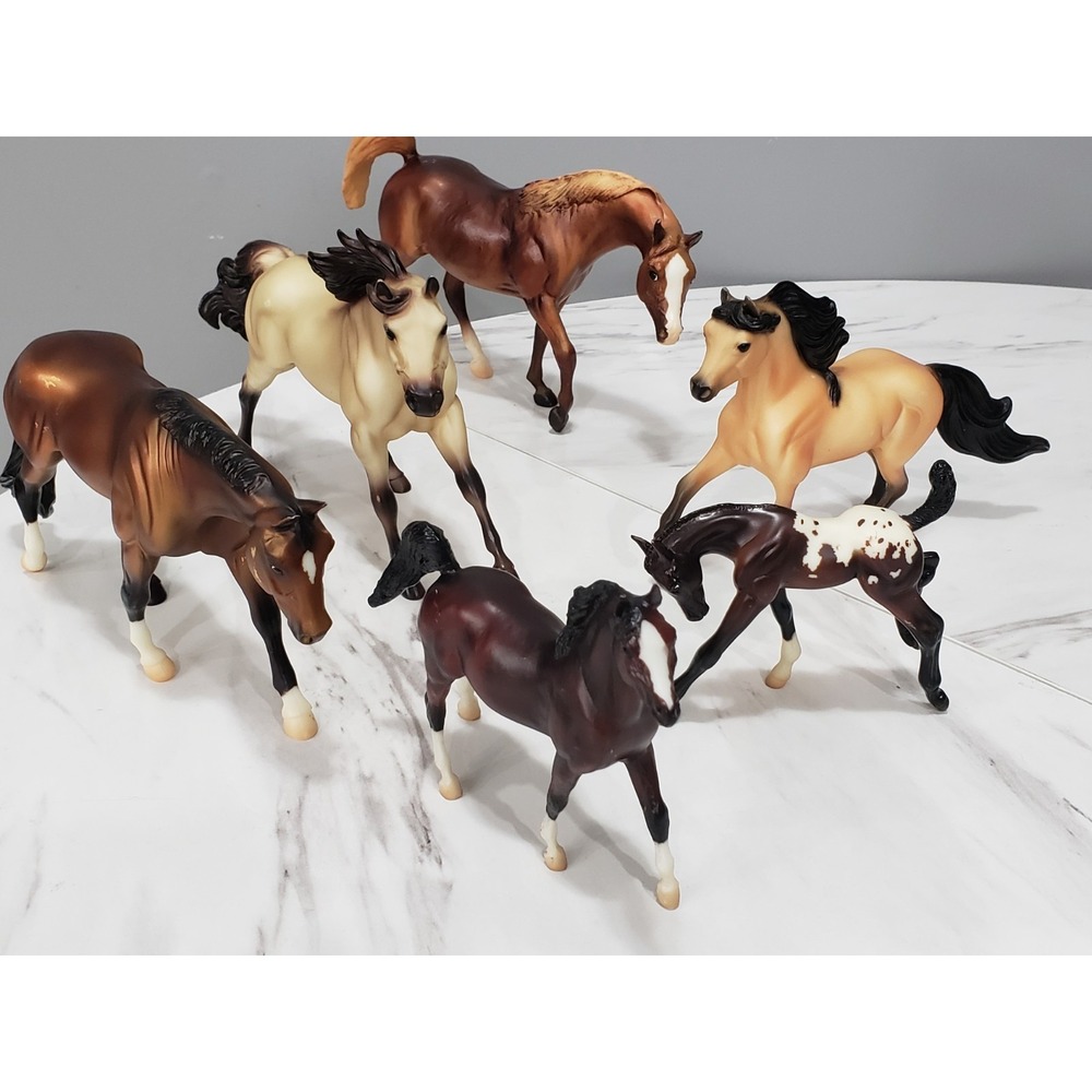 Lot 6 Breyer Model Horse Figures Mixed Plastic Horse Assorted Colors Stallion